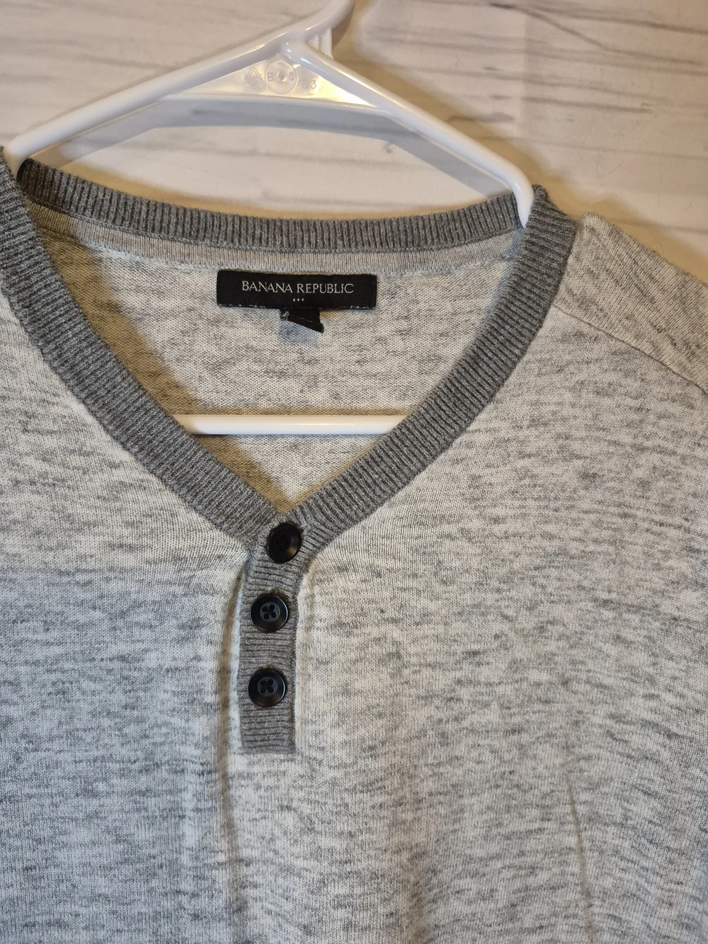 Banana Republic Two-Tone Gray Crewneck Henley Sweater M